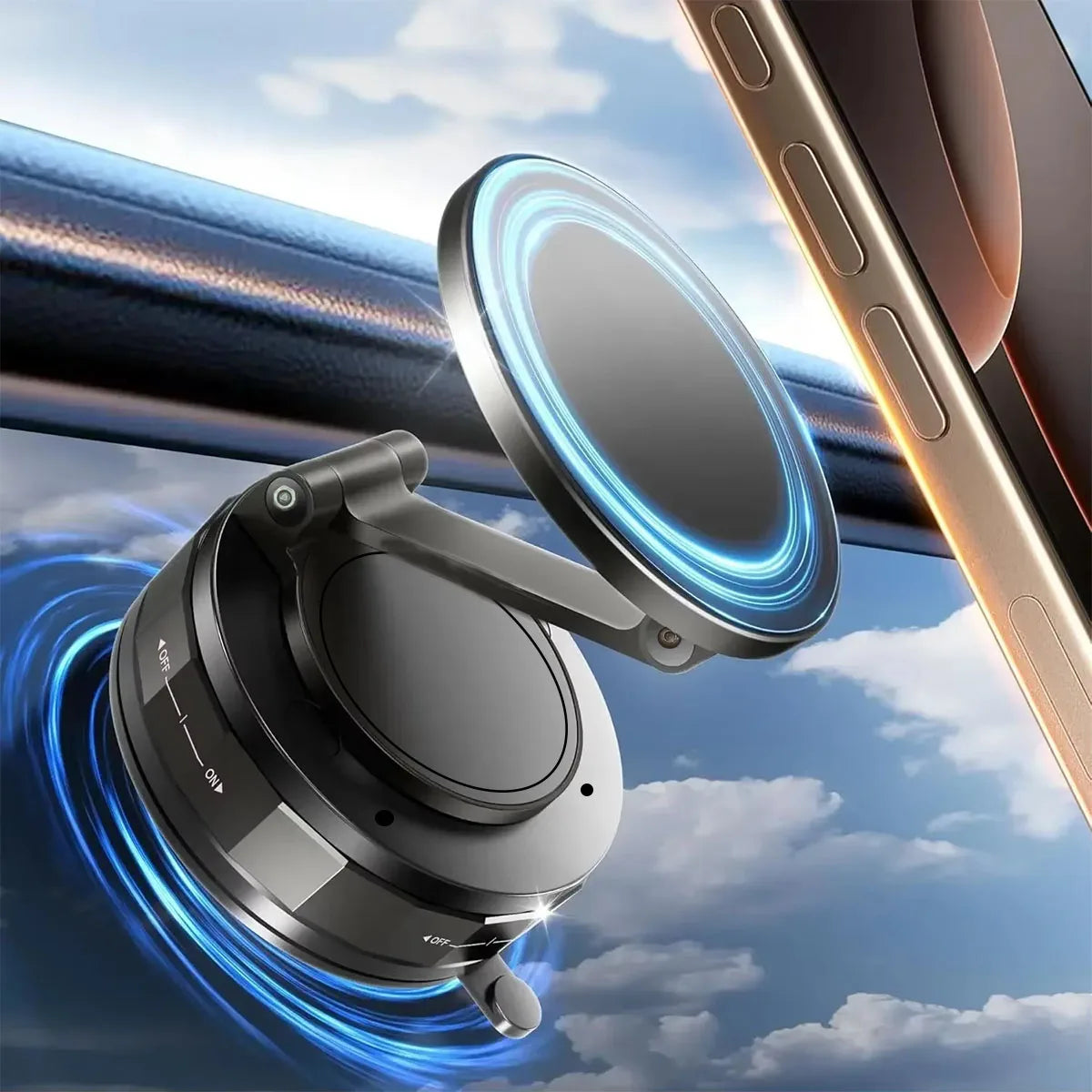 Vacuum magnetic phone holder